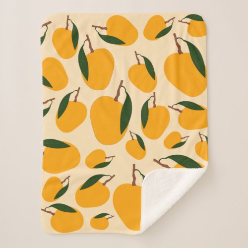 Mango Summer Fruit Pattern Sherpa Blanket