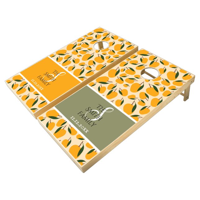 Mango Summer Fruit Pattern Summer Cornhole Set (Angled)
