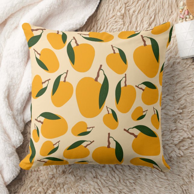 Mango Summer Fruit Pattern Throw Pillow (Blanket)