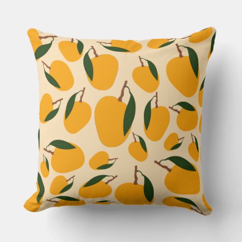 Mango Summer Fruit Pattern Throw Pillow