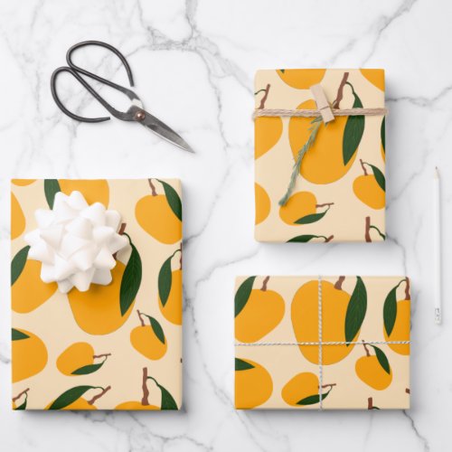 Mango Summer Fruit Pattern Wrapping Paper Sheets