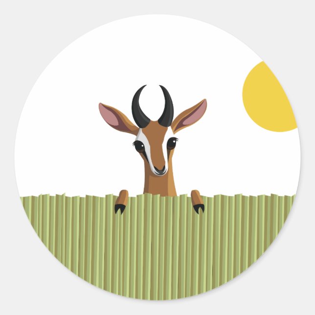Mango the Gazelle Peek-a-boo Classic Round Sticker (Front)