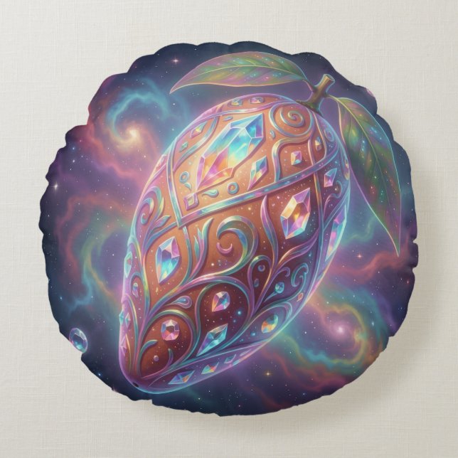Mango – Tropical Fruit Full of Flavor Round Pillow (Front)