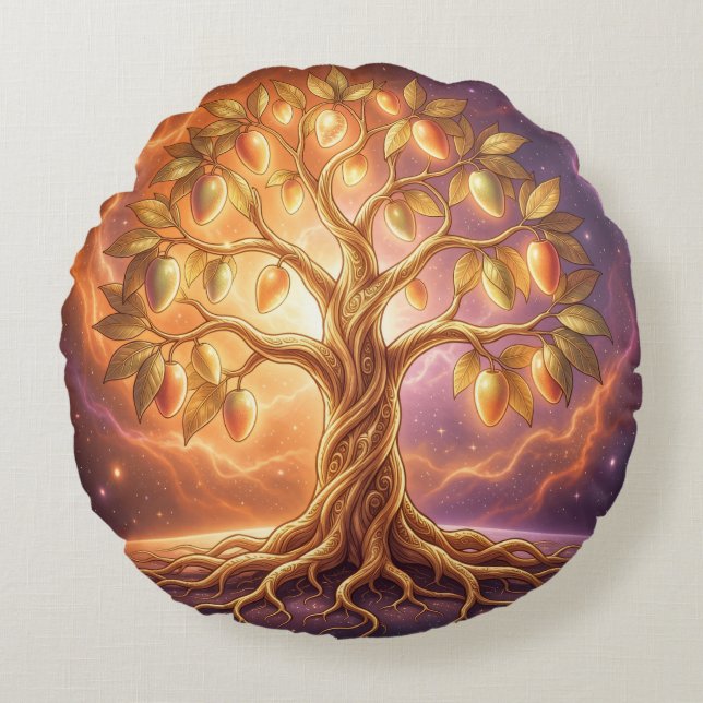 Mango – Tropical fruit full of flavor Round Pillow (Front)