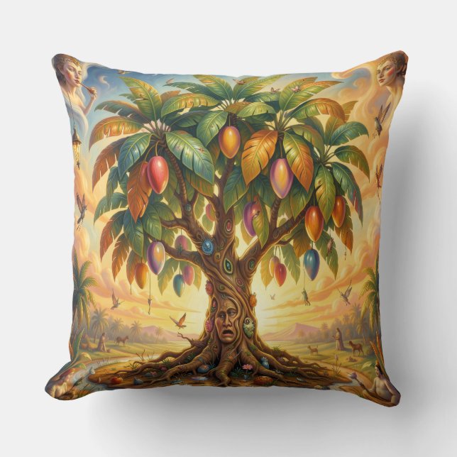 Mango – Tropical Fruit Full of Flavor Throw Pillow (Front)