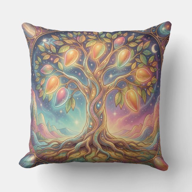 Mango – Tropical Fruit Full of Flavor Throw Pillow (Front)