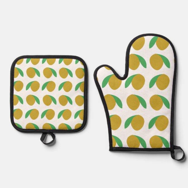 Mango Tropical Fruit  Oven Mitt & Pot Holder Set (Front)
