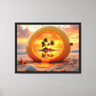 Mango Tropical Sunset Portal – Island Glow Art Canvas Print