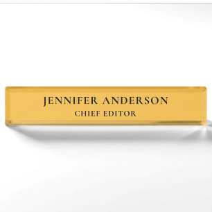 Mango Yellow Professional Modern Plain Minimalist Desk Name Plate