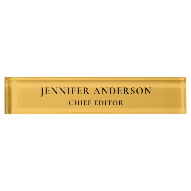 Mango Yellow Professional Modern Plain Minimalist Desk Name Plate (Front)