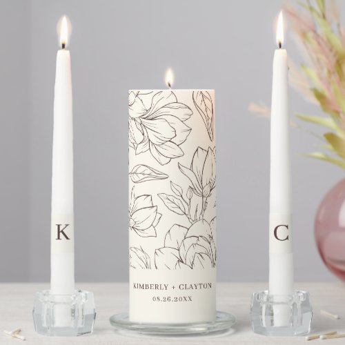 Mangolia Elegant Floral Romantic Wedding  Unity Candle Set