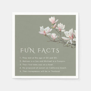 Mangolia Sage Green Fun Facts Wedding Napkins