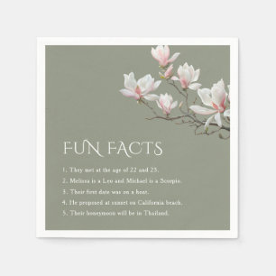 Mangolia Sage Green Fun Facts Wedding Napkins