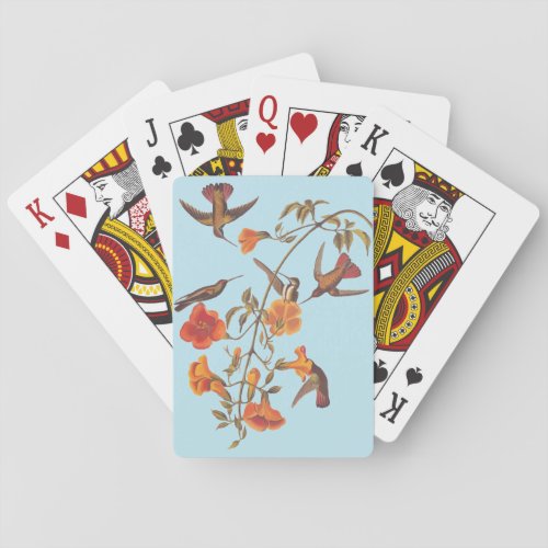 Mangrove Hummingbirds with Orange Trumpet Flowers Playing Cards