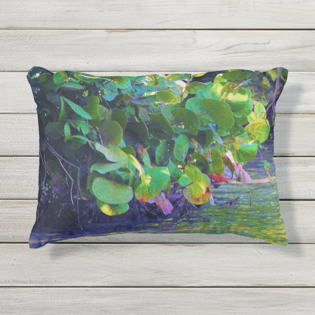 Mangrove Lagoon with Sea Grapes Outdoor Pillow (Front)