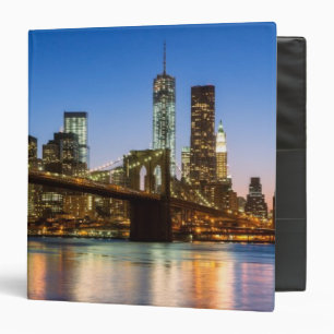 Manhattan and Brooklyn Bridge at dusk 3 Ring Binder