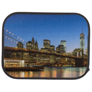 Manhattan and Brooklyn Bridge at dusk Car Floor Mat