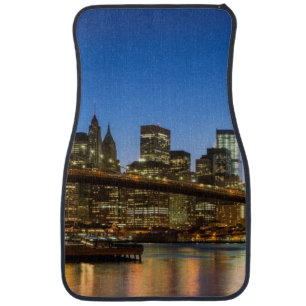 Manhattan and Brooklyn Bridge at dusk Car Mat