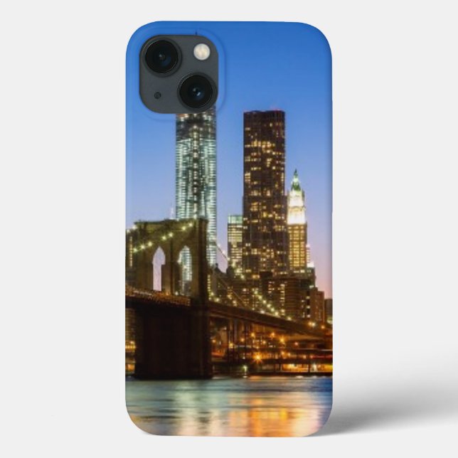 Manhattan and Brooklyn Bridge at dusk Case-Mate iPhone Case (Back)
