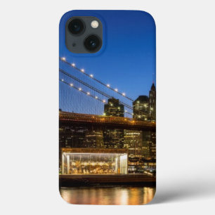 Manhattan and Brooklyn Bridge at dusk iPhone 13 Case