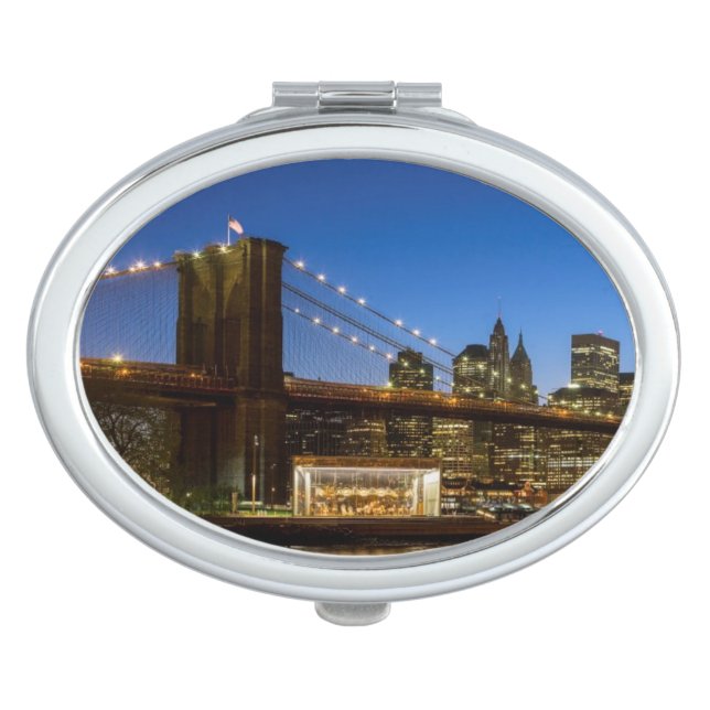 Manhattan and Brooklyn Bridge at dusk Makeup Mirror (Front)
