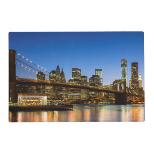 Manhattan and Brooklyn Bridge at dusk Placemat
