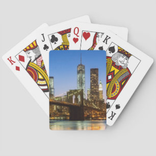 Manhattan and Brooklyn Bridge at dusk Poker Cards