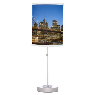 Manhattan and Brooklyn Bridge at dusk Table Lamp