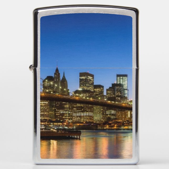 Manhattan and Brooklyn Bridge at dusk Zippo Lighter (Front)