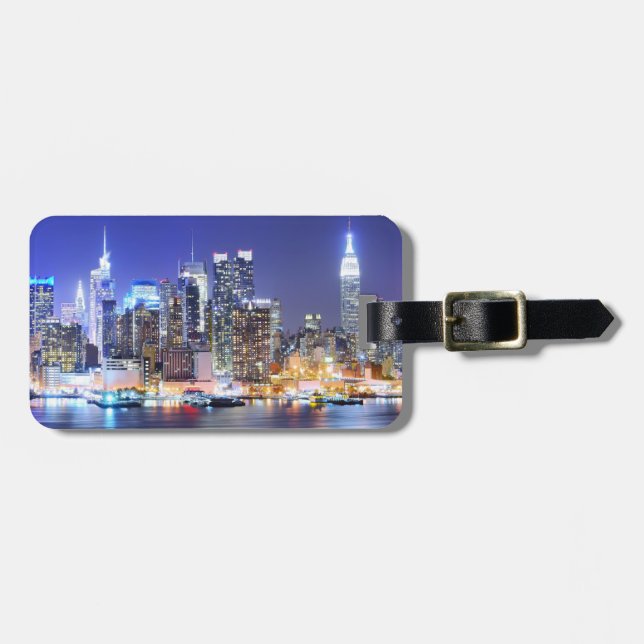 Manhattan at Night Luggage Tag (Front Horizontal)