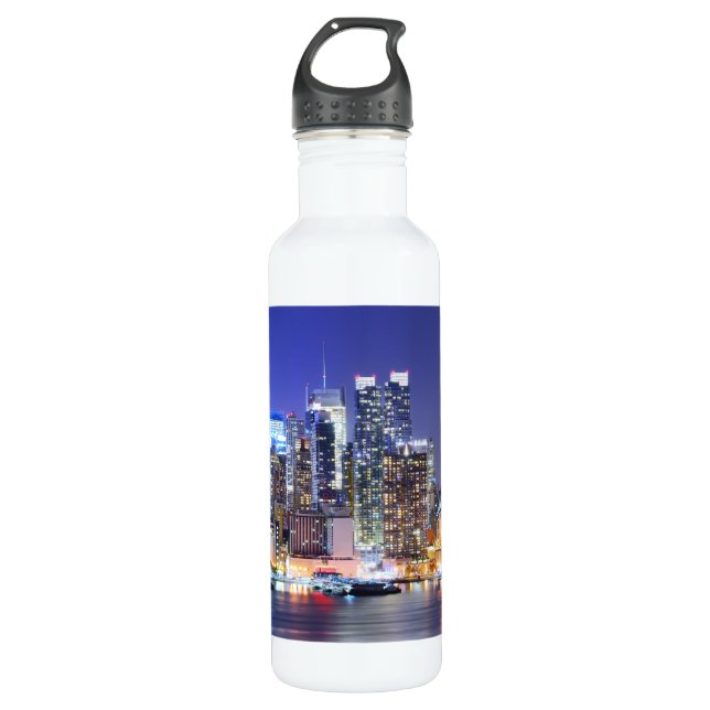 Manhattan at Night Stainless Steel Water Bottle (Front)