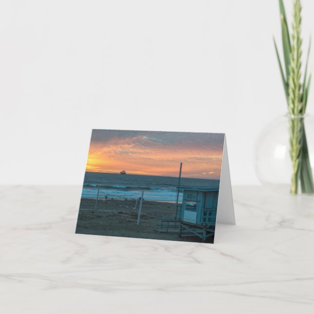 Manhattan Beach at El Porto Beach Sunset Card (Front)