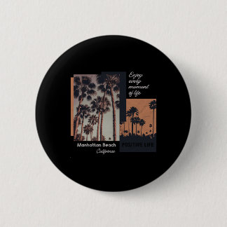 Manhattan Beach California Ca Retro Button
