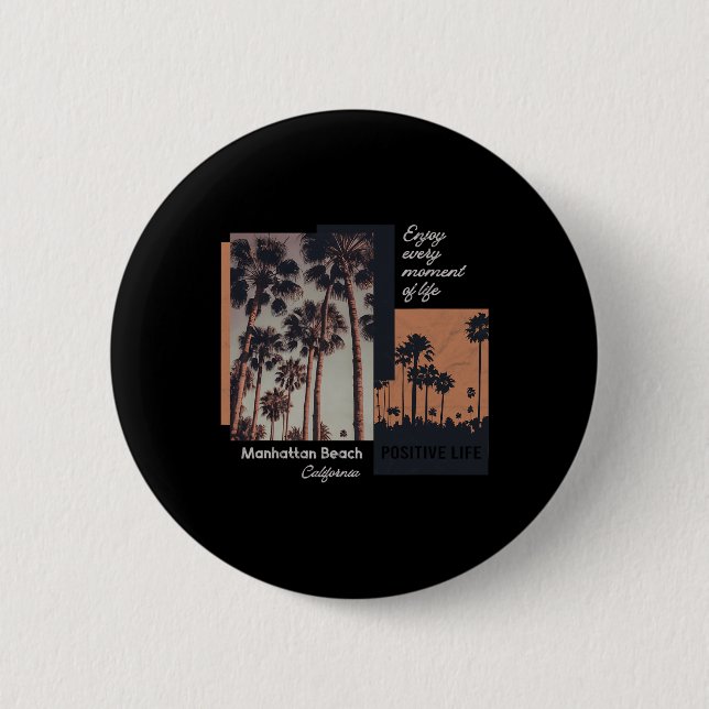 Manhattan Beach California Ca Retro  Button (Front)