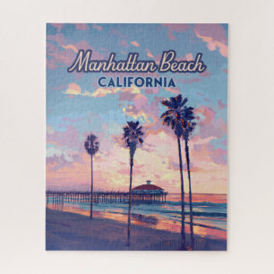 Manhattan Beach California Los Angeles Retro Jigsaw Puzzle