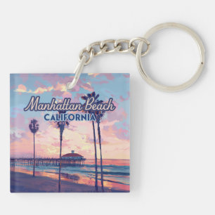 Manhattan Beach California Los Angeles Retro Keychain