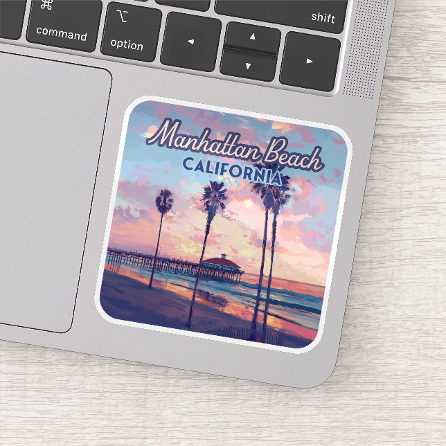 Manhattan Beach California Los Angeles Retro Sticker (Detail)