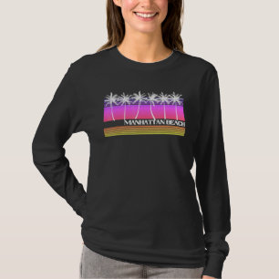 Manhattan Beach California Retro Style Vintage Sun T-Shirt