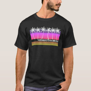 Manhattan Beach California Retro Style Vintage Sun T-Shirt