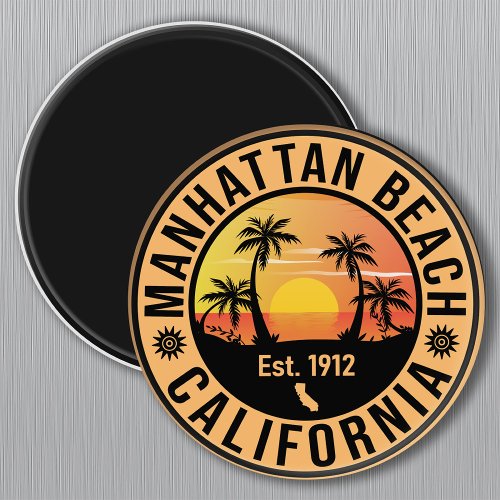 Manhattan Beach California Retro Sunset Souvenirs Magnet