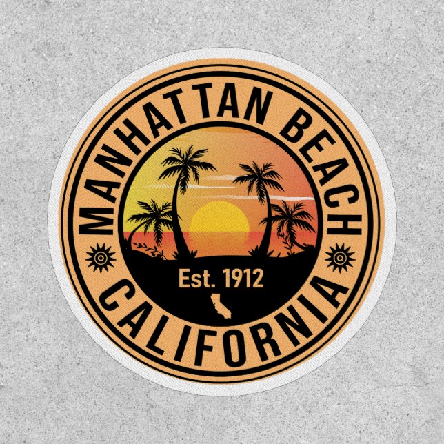 Manhattan Beach California Retro Sunset Souvenirs Patch (Front)