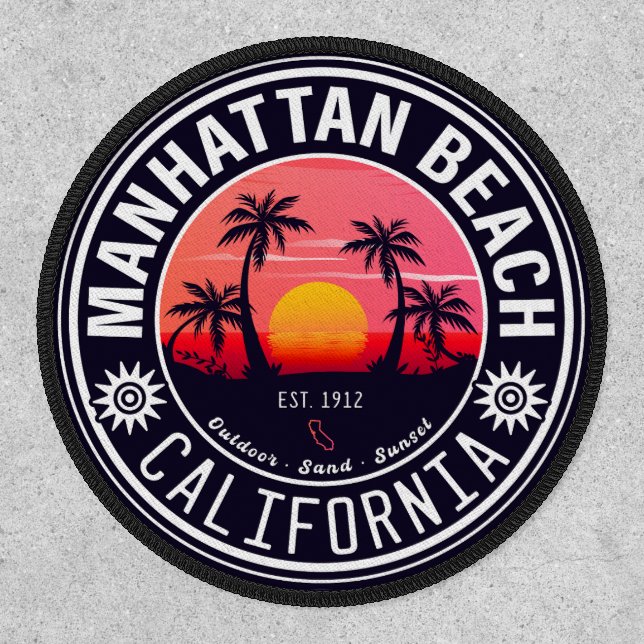 Manhattan Beach California Retro Sunset Souvenirs Patch (Front)