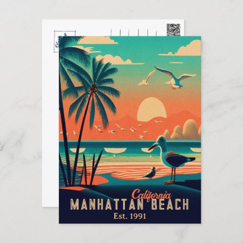 Manhattan Beach California Sunset Souvenirs 1950s Postcard