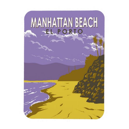 Manhattan Beach California Travel Art Vintage Magnet
