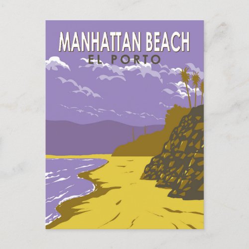 Manhattan Beach California Travel Art Vintage Postcard