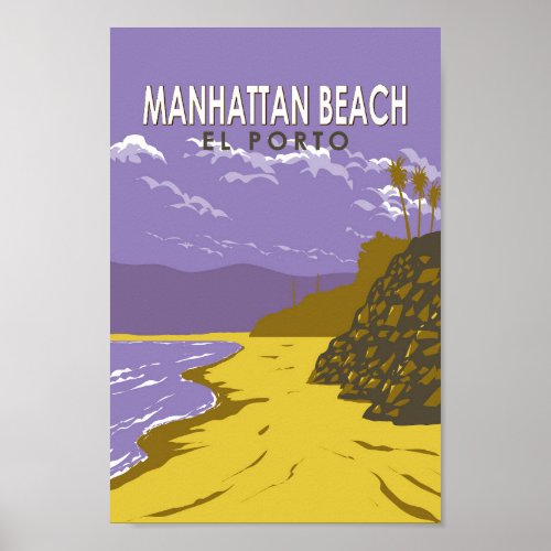 Manhattan Beach California Travel Art Vintage Poster