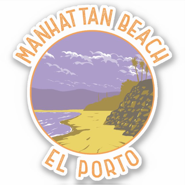 Manhattan Beach California Travel Art Vintage Sticker (Front)
