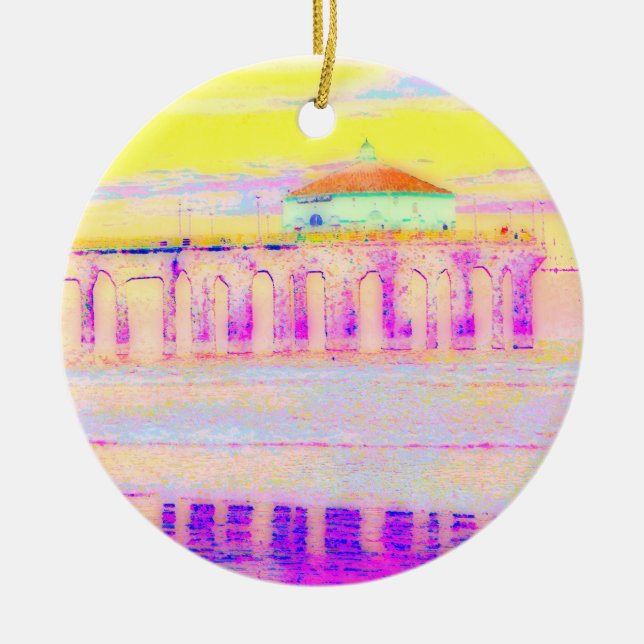 Manhattan Beach Ceramic Ornament (Front)