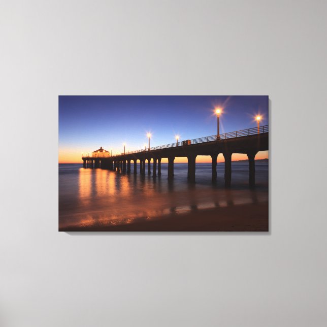 Manhattan Beach Pier at sunset, California Canvas Print (Front)