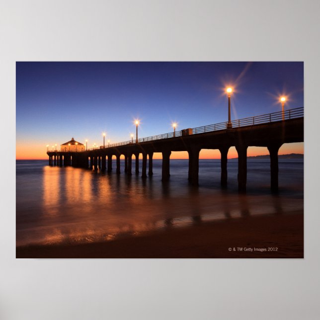 Manhattan Beach Pier at sunset, California Poster (Front)